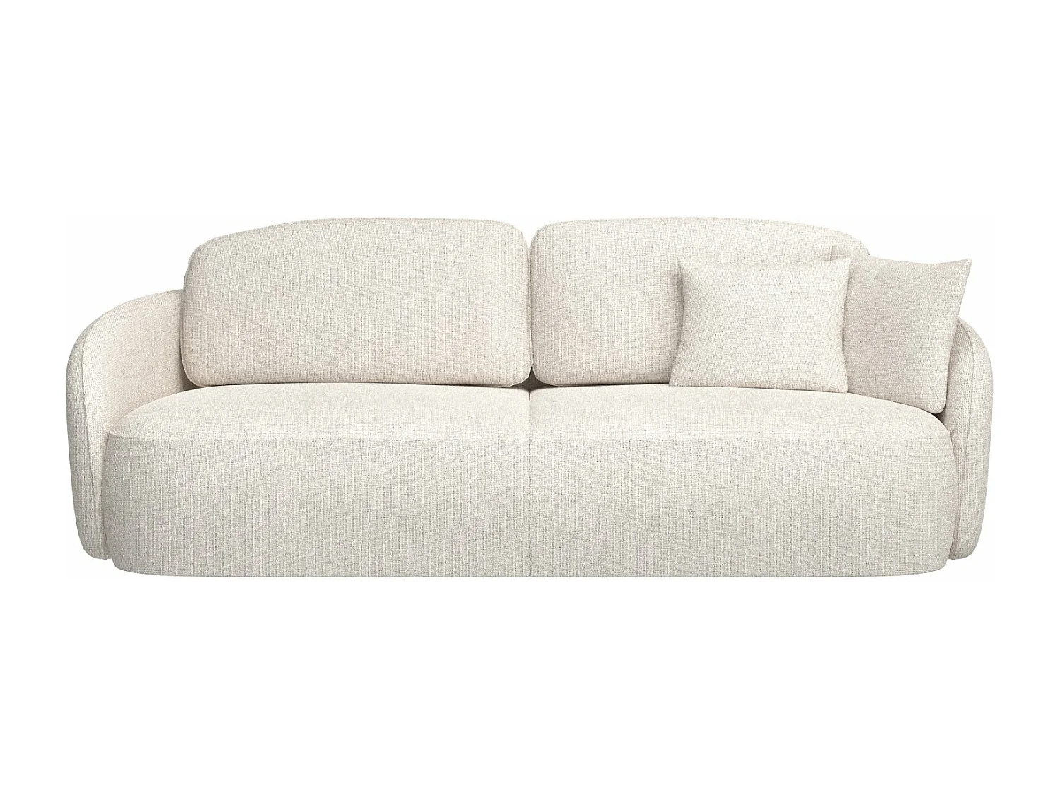 Canapé convertible trois places - en tissu chenille crème - SAVOY