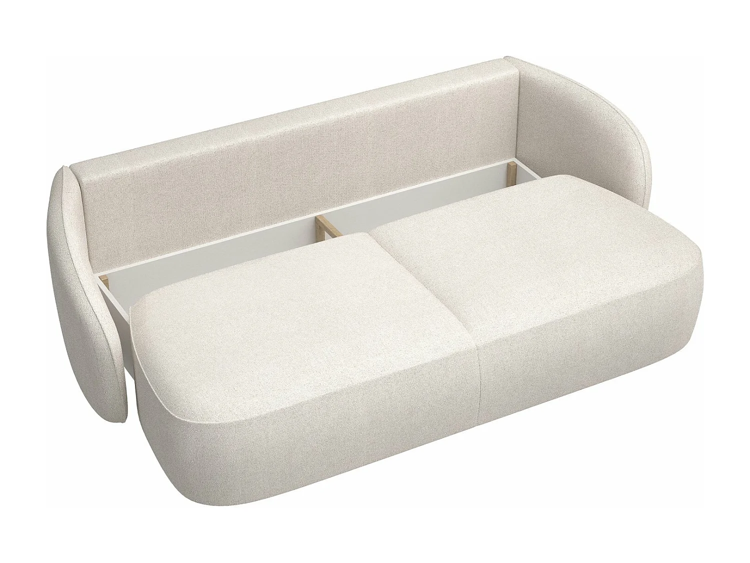 Canapé convertible trois places - en tissu chenille crème - SAVOY