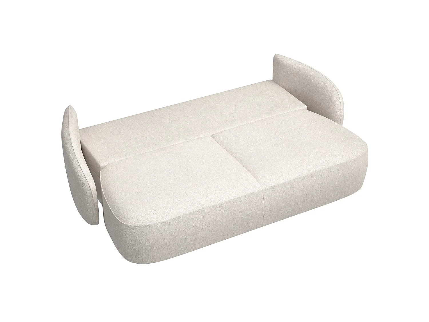 Canapé convertible trois places - en tissu chenille crème - SAVOY
