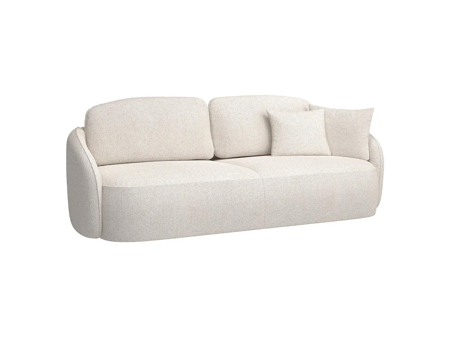 Canapé convertible trois places - en tissu chenille crème - SAVOY