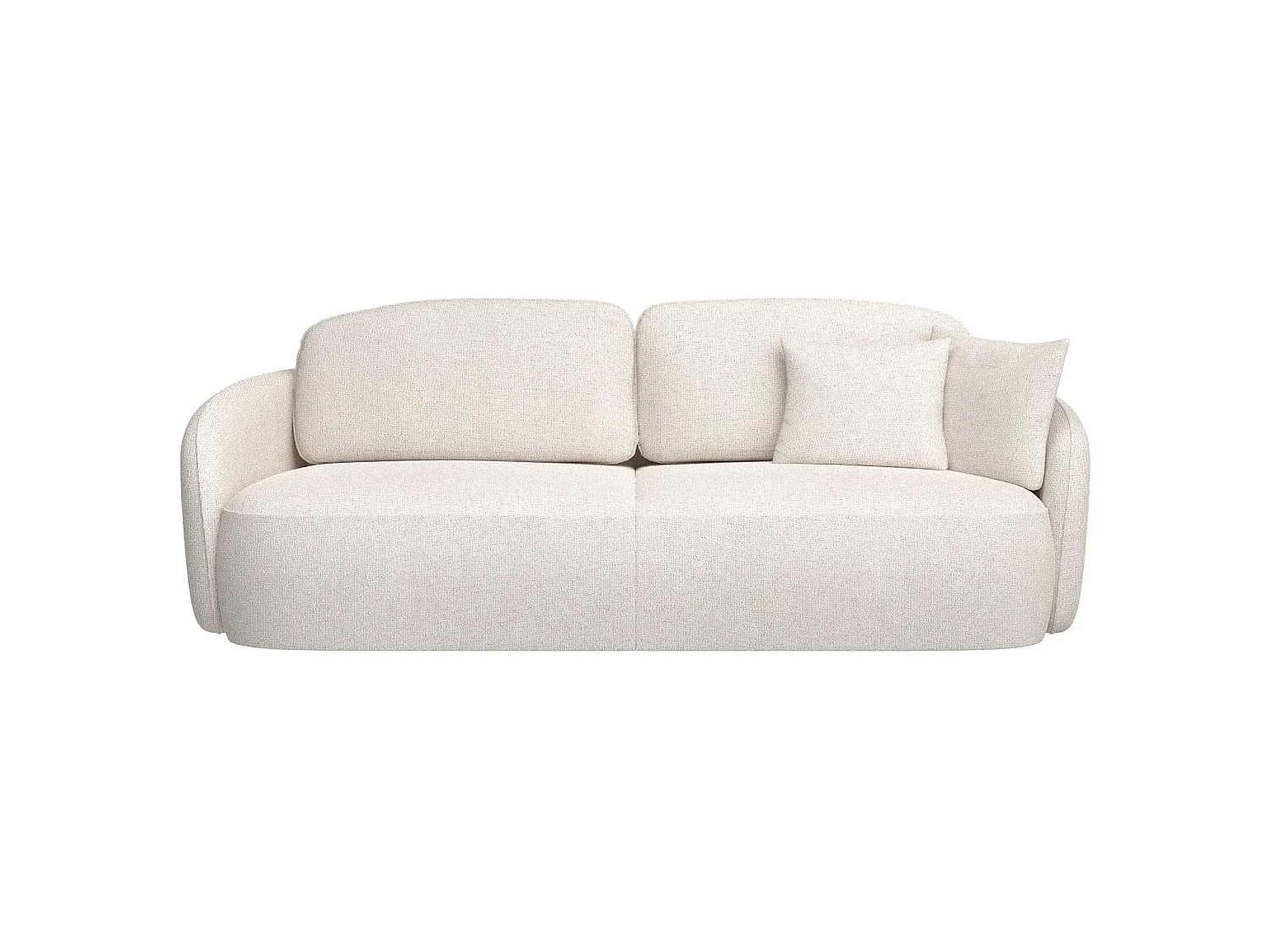 Canapé convertible trois places - en tissu chenille crème - SAVOY