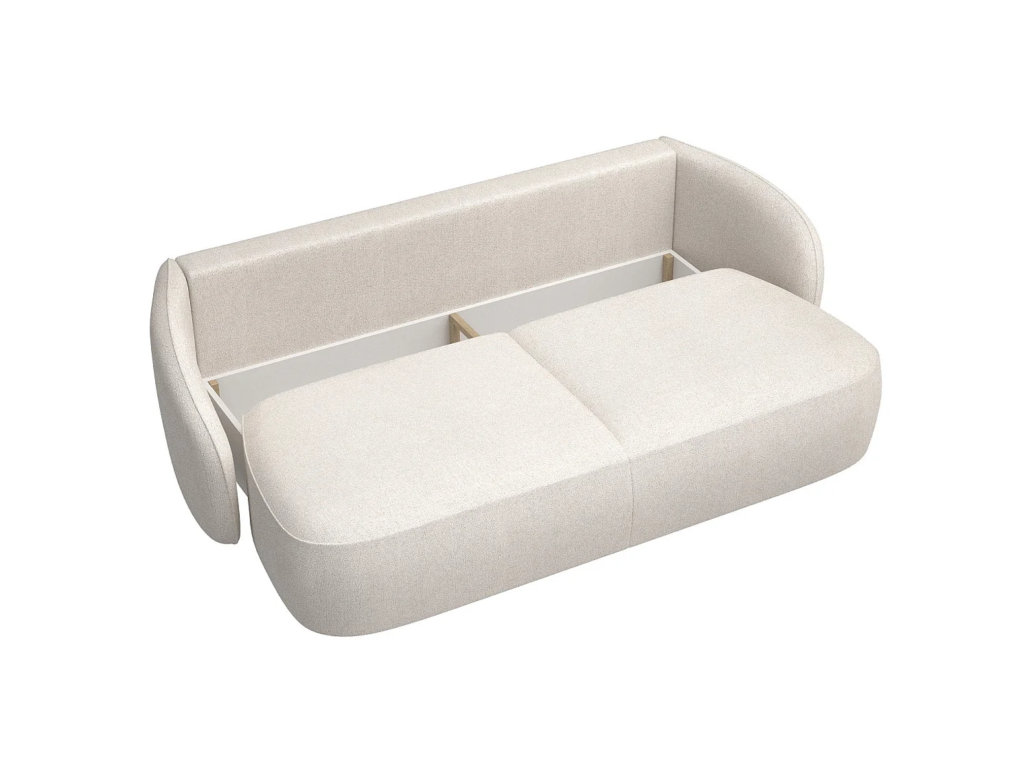 Canapé convertible trois places - en tissu chenille crème - SAVOY