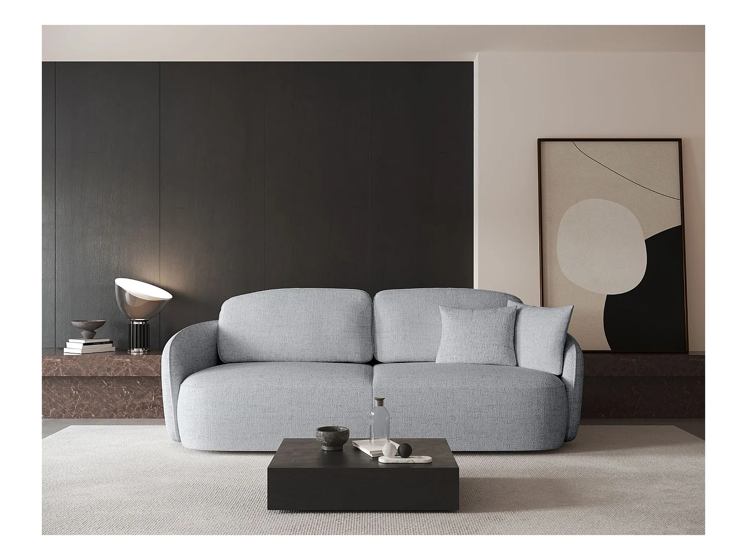 Canapé convertible trois places - gris clair- SAVOY