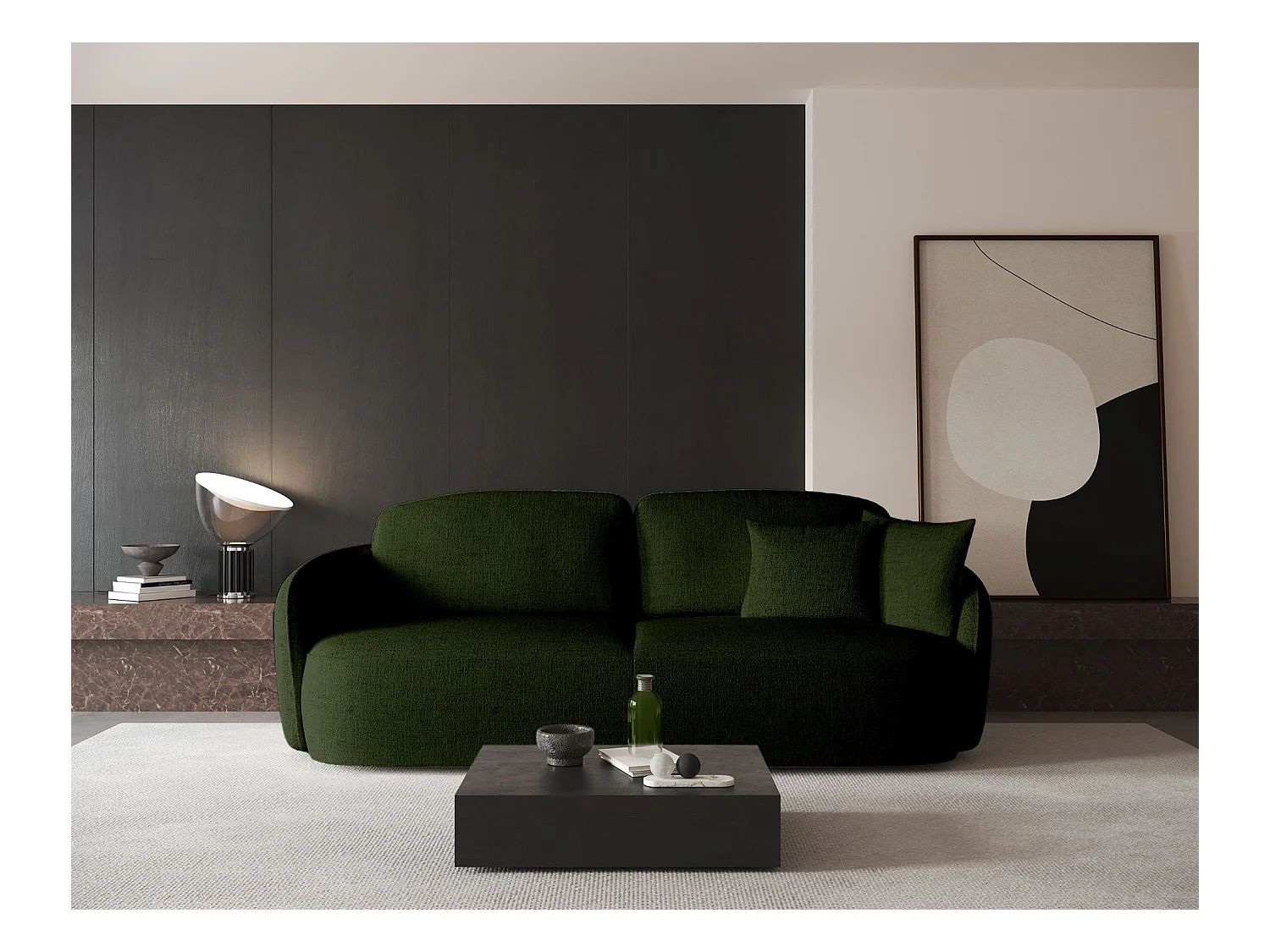 Canapé convertible trois places - vert olive- SAVOY