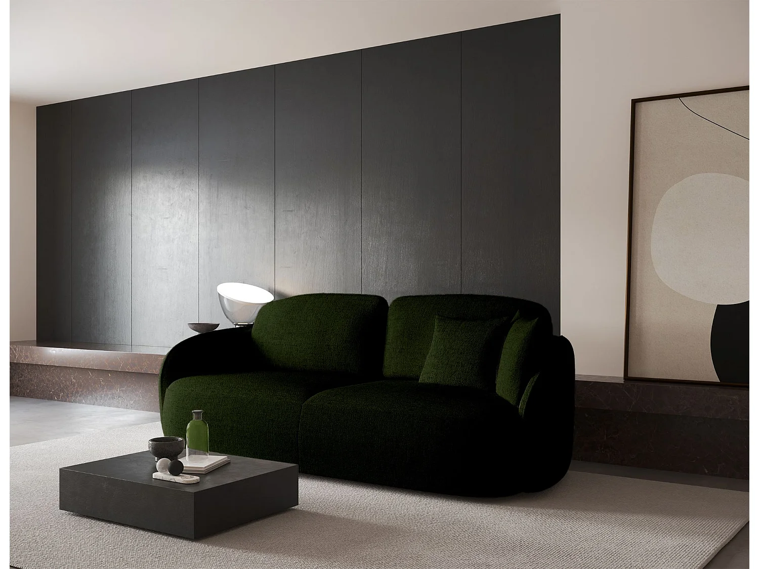 Canapé convertible trois places - vert olive- SAVOY