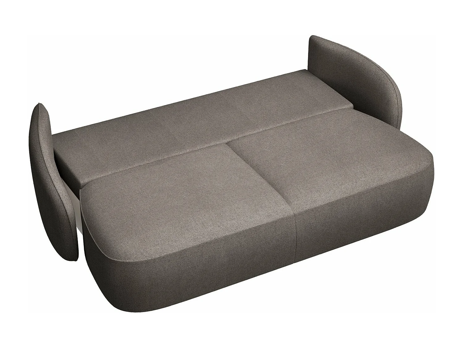 Canapé convertible trois places - en tissu chenille brun clair - SAVOY