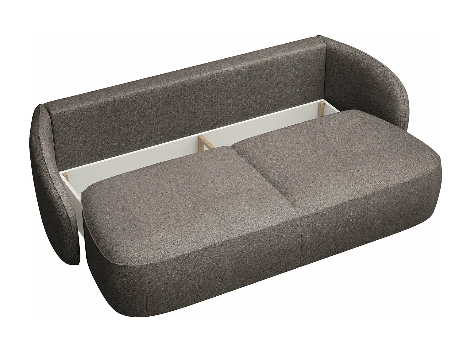 Canapé convertible trois places - en tissu chenille brun clair - SAVOY