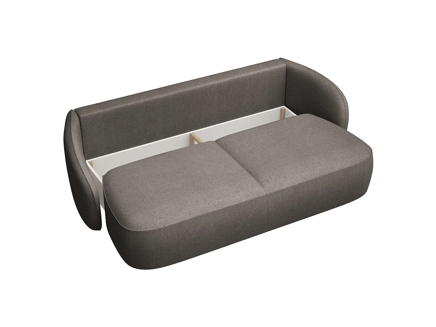Canapé convertible trois places - en tissu chenille brun clair - SAVOY