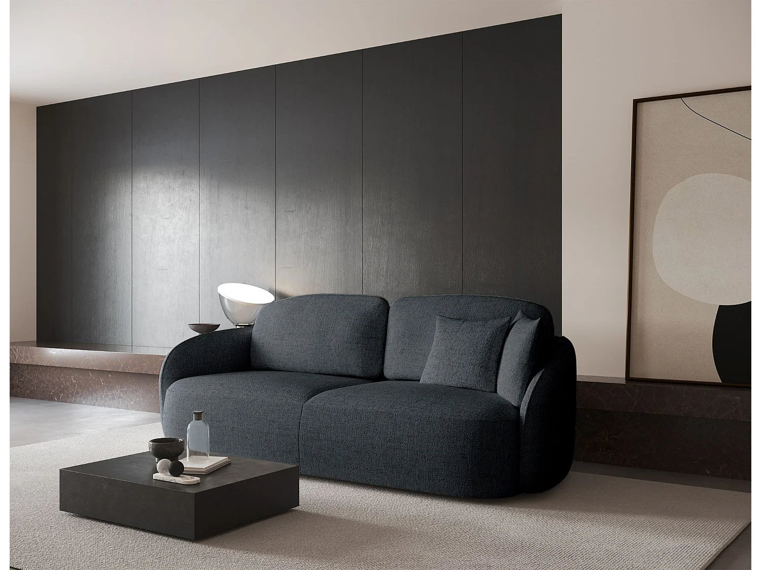 Canapé convertible trois places - gris foncé - SAVOY