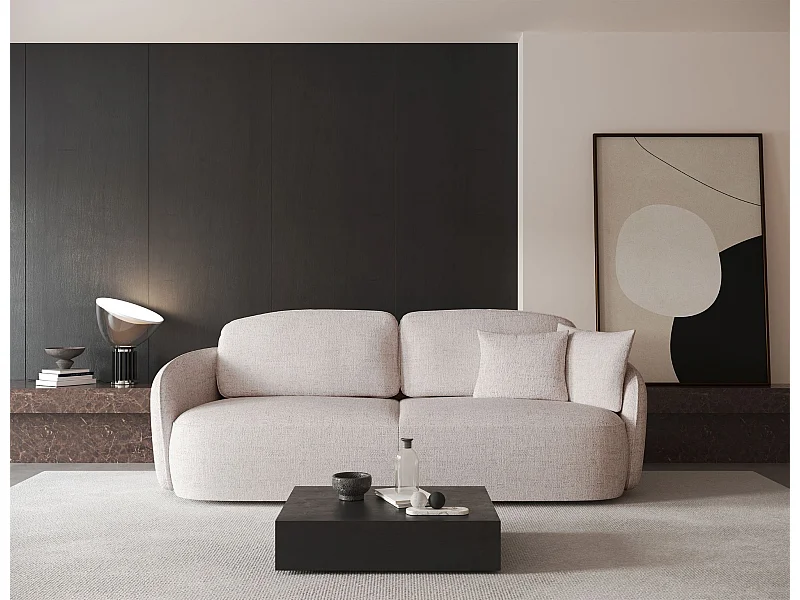 Canapé convertible trois places - beige clair - SAVOY