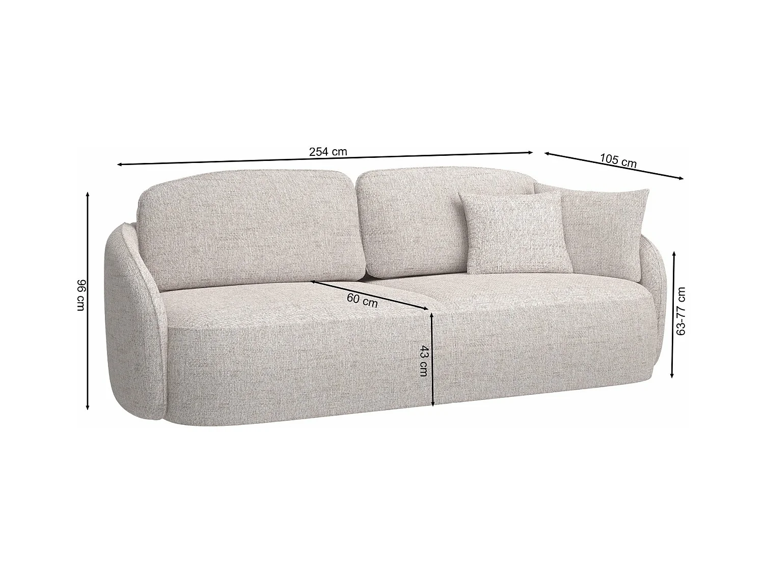 Canapé convertible trois places - beige clair - SAVOY