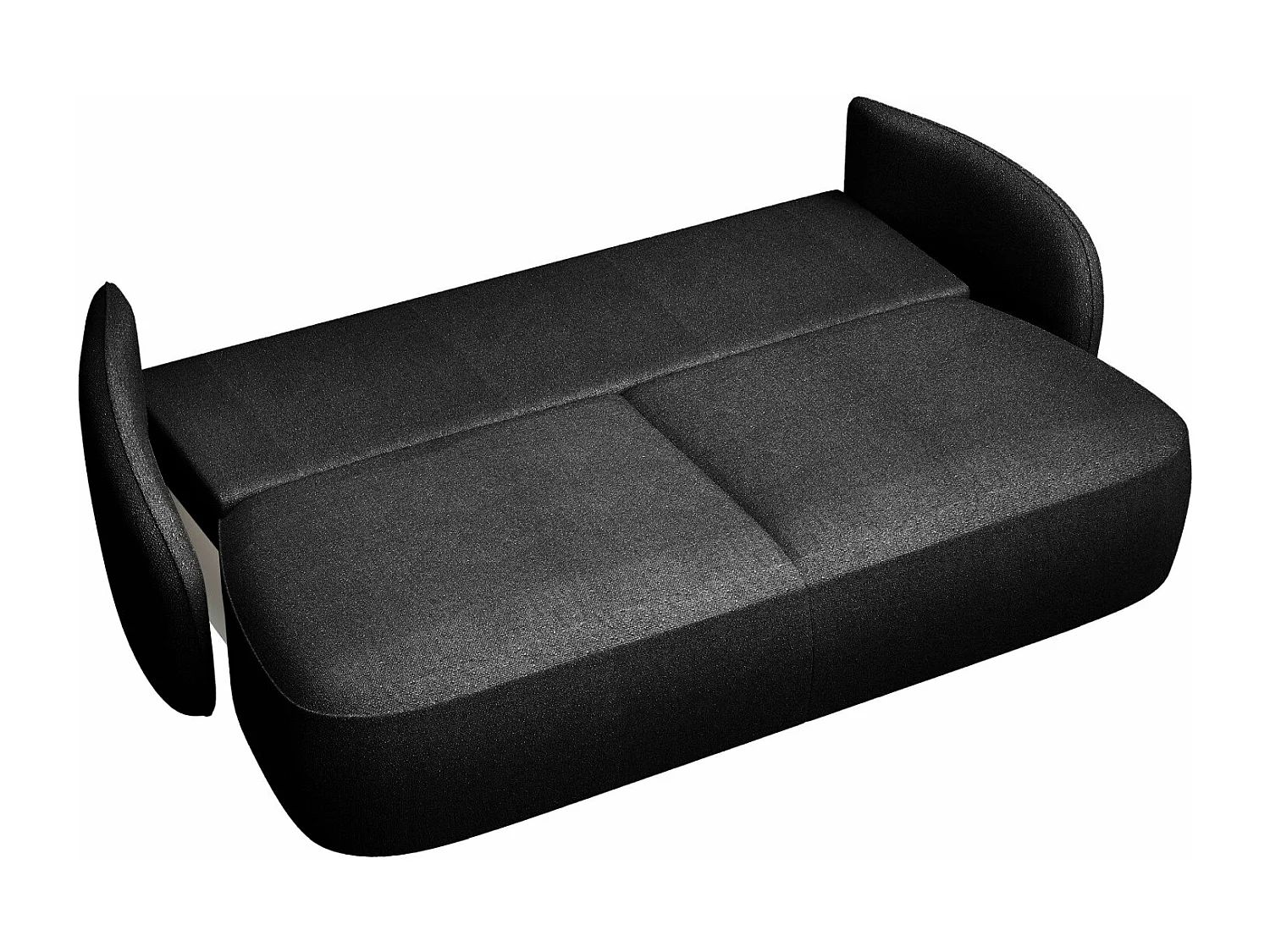 Canapé convertible trois places - en tissu chenille noir - SAVOY