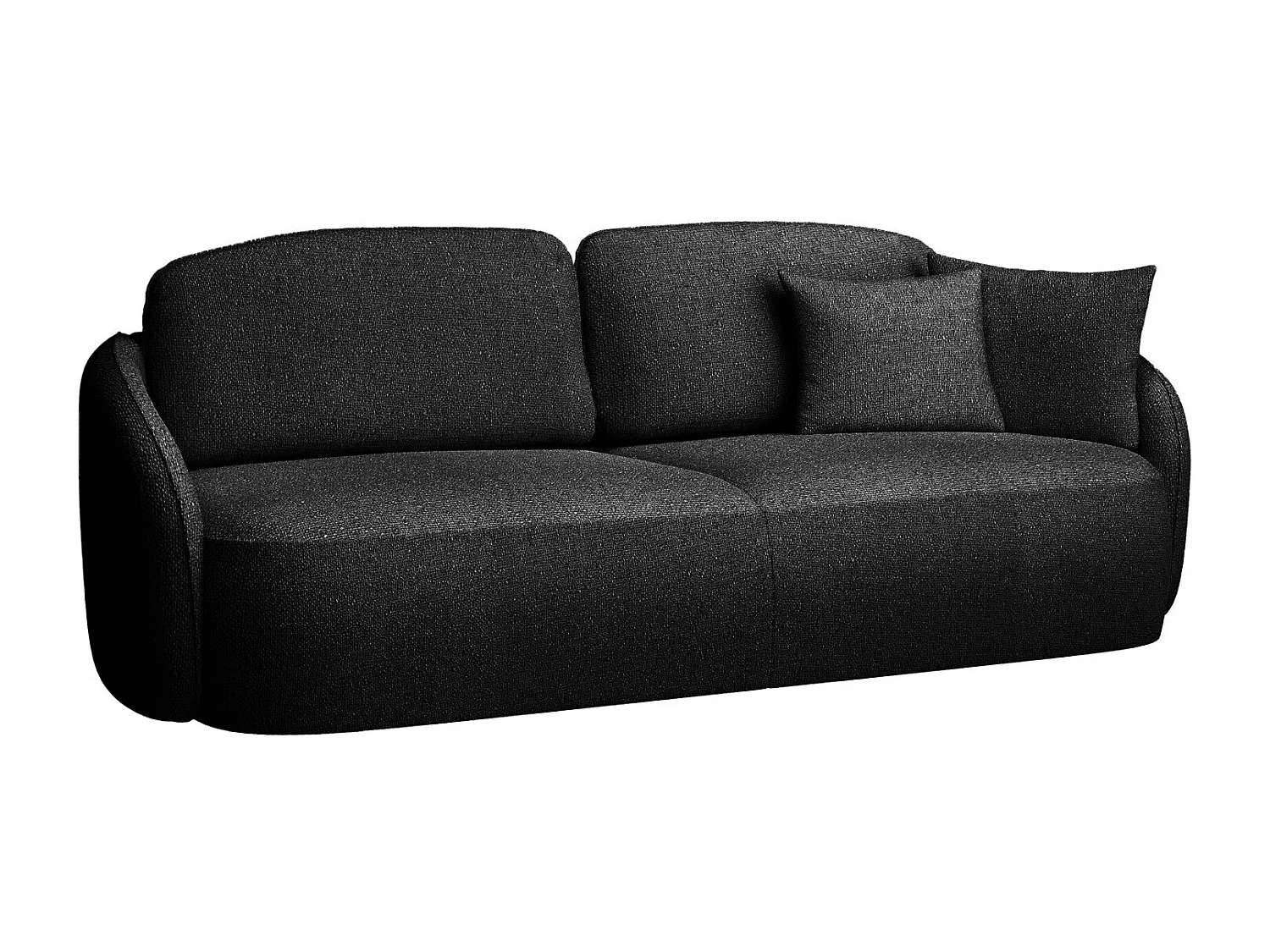 Canapé convertible trois places - en tissu chenille noir - SAVOY