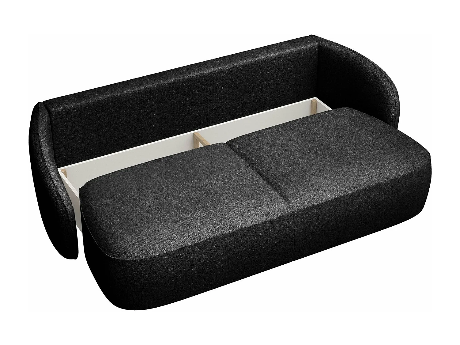 Canapé convertible trois places - en tissu chenille noir - SAVOY