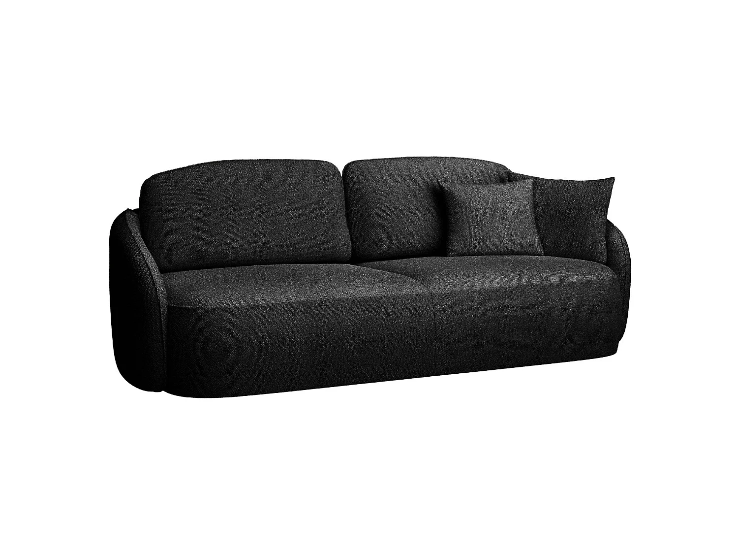 Canapé convertible trois places - en tissu chenille noir - SAVOY