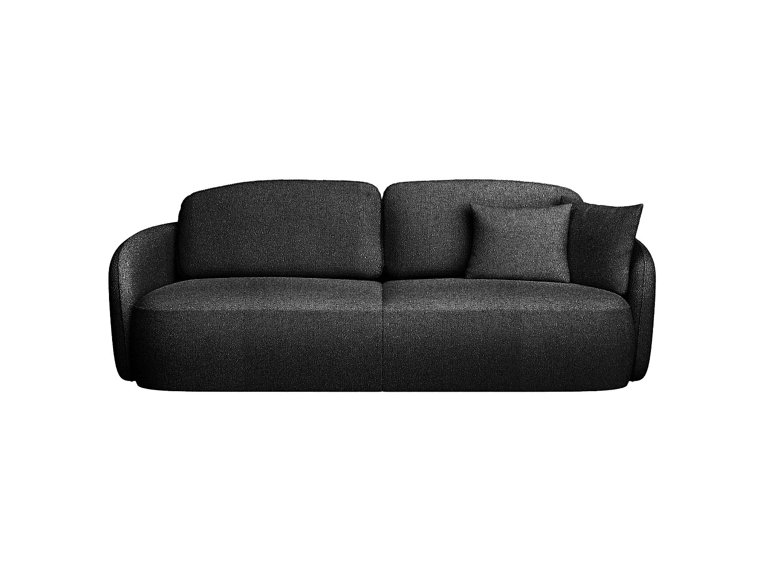 Canapé convertible trois places - en tissu chenille noir - SAVOY