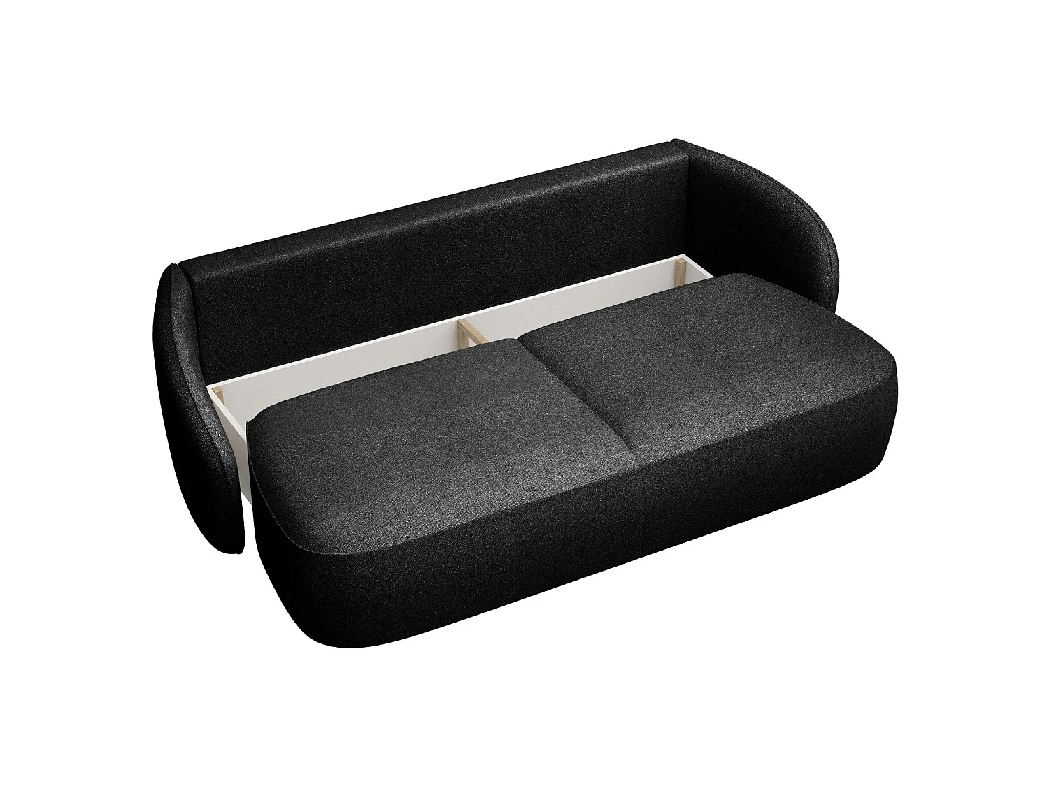 Canapé convertible trois places - en tissu chenille noir - SAVOY