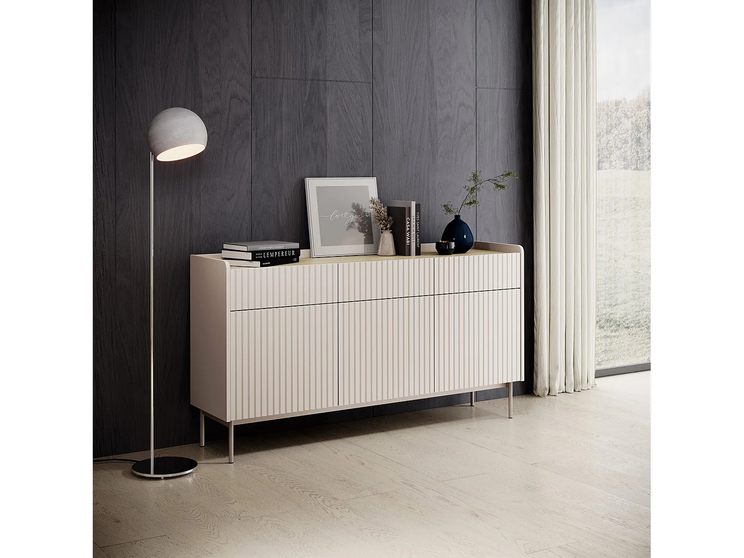 Sideboard mit 3 Schubladen - Greige - 153 cm - LIWELO