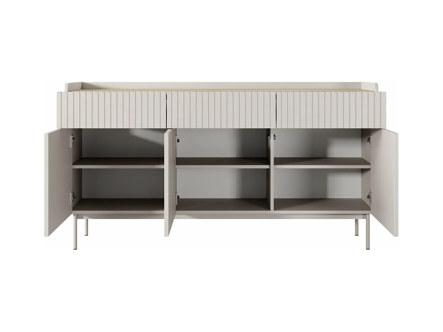 Buffet 3 portes - 153 cm - 3 tiroirs - grège - LIWELO