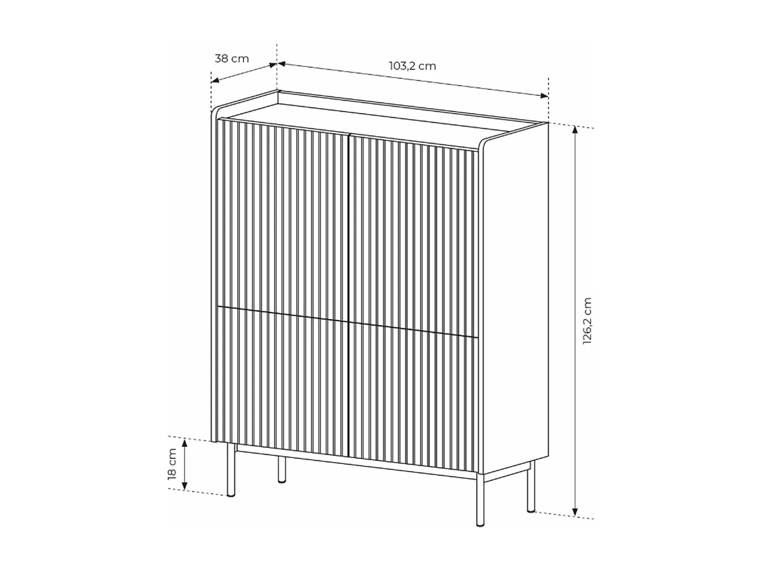 Buffet haut 4 portes - 153 cm - grège - LIWELO