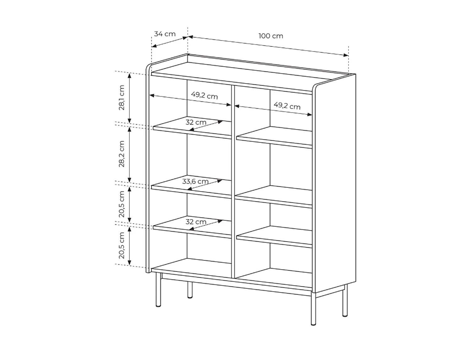 Buffet haut 4 portes - 153 cm - grège - LIWELO