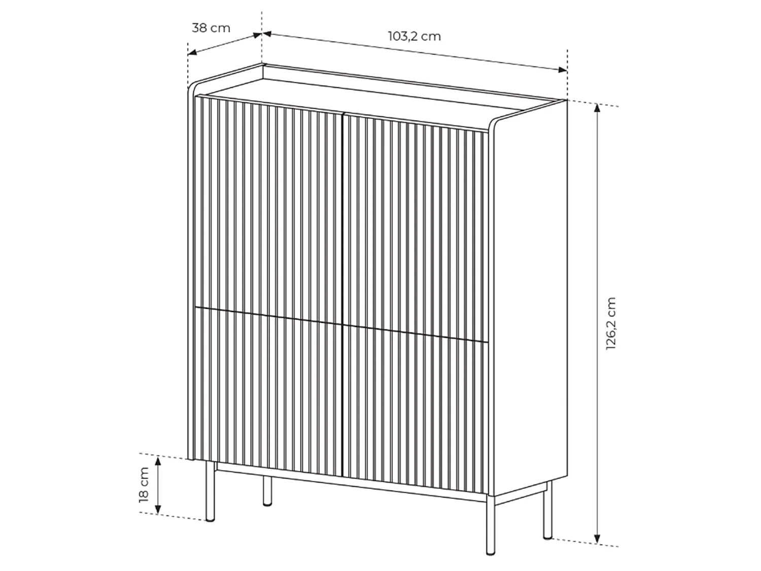 Buffet haut 4 portes - 153 cm - grège - LIWELO