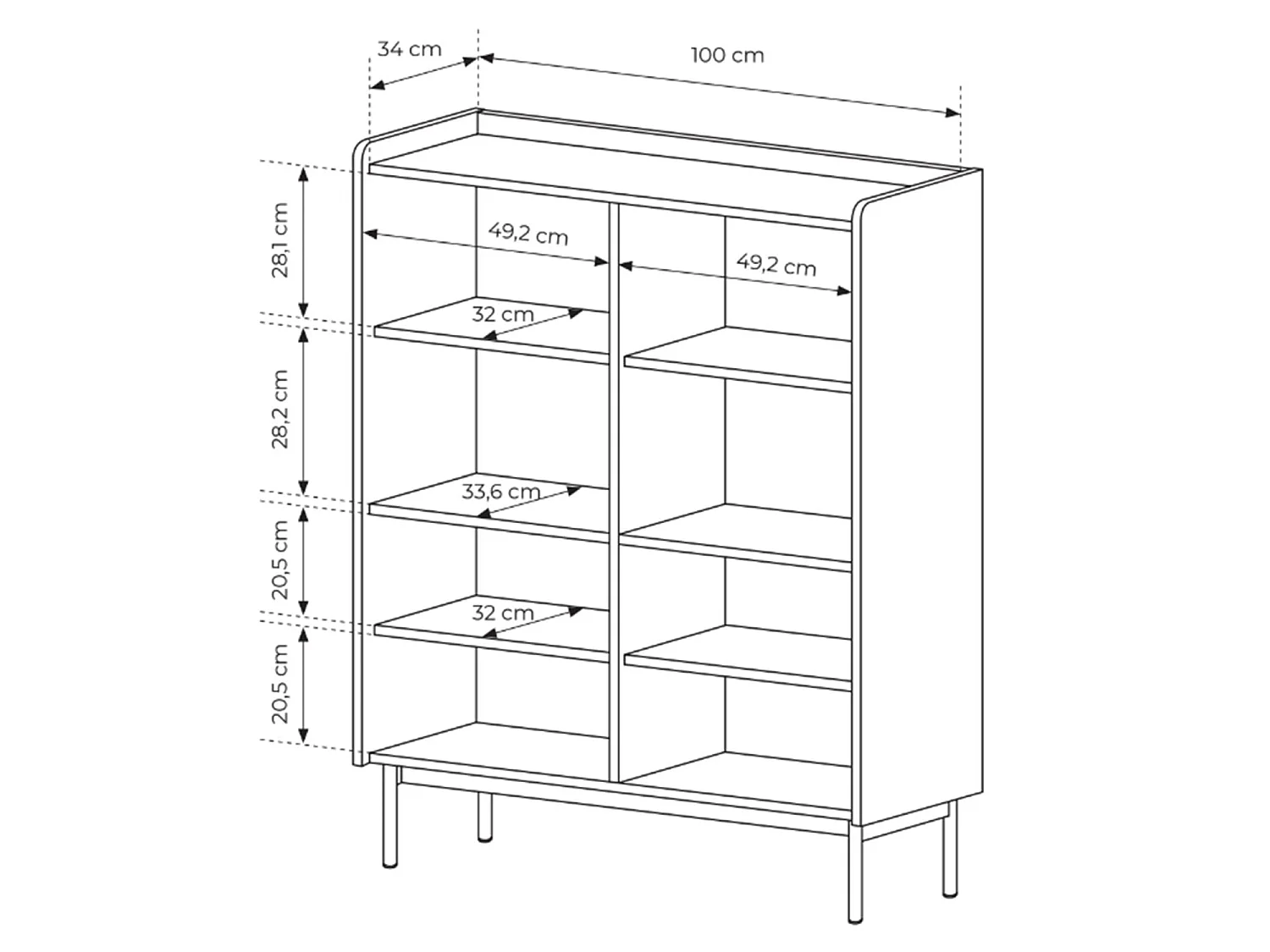 Buffet haut 4 portes - 153 cm - grège - LIWELO