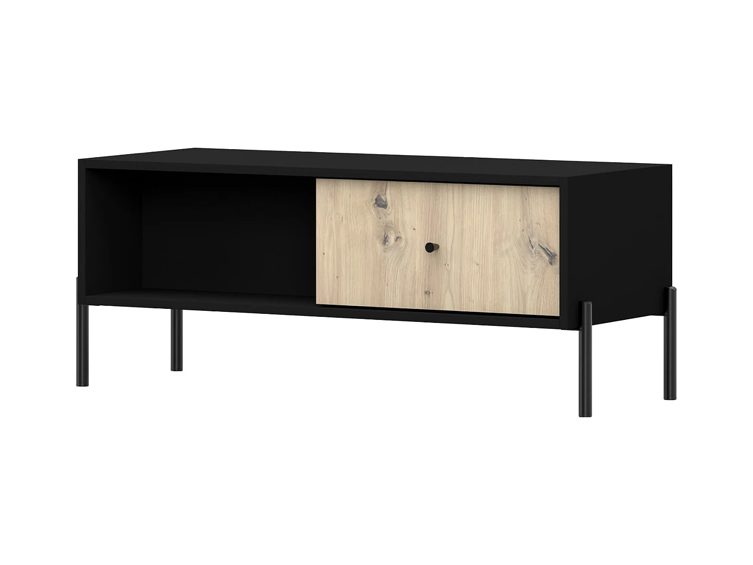 Table basse - 90x60 cm- noir/aspect chêne artisan - RAVIERO