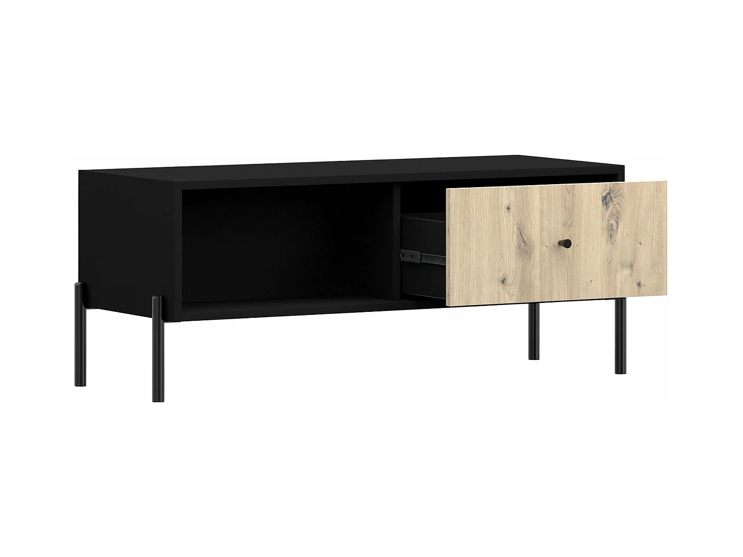 Table basse - 90x60 cm- noir/aspect chêne artisan - RAVIERO