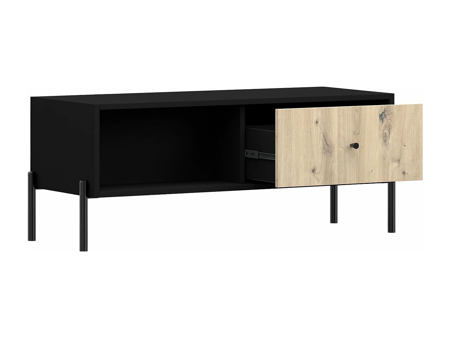 Table basse - 90x60 cm- noir/aspect chêne artisan - RAVIERO
