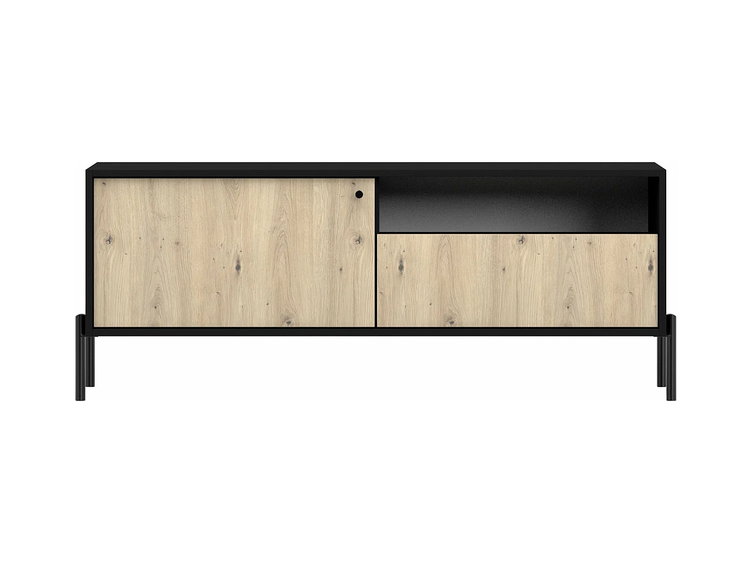 Meuble TV - 1 tiroir - 150 cm - noir/aspect chêne artisan - RAVIERO