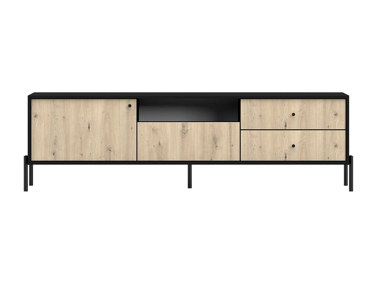 TV-Lowboard mit 3 Schubladen - Schwarz / Artisan Eiche - 200 cm - Raviero