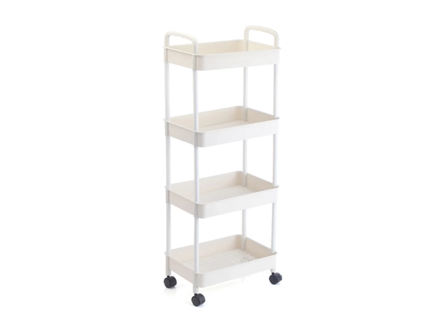 Keukentrolley of Wieltjes - Keukentrolleys - Keuken trolley 4 niveaus - 38 x 27 x 105 cm - wit