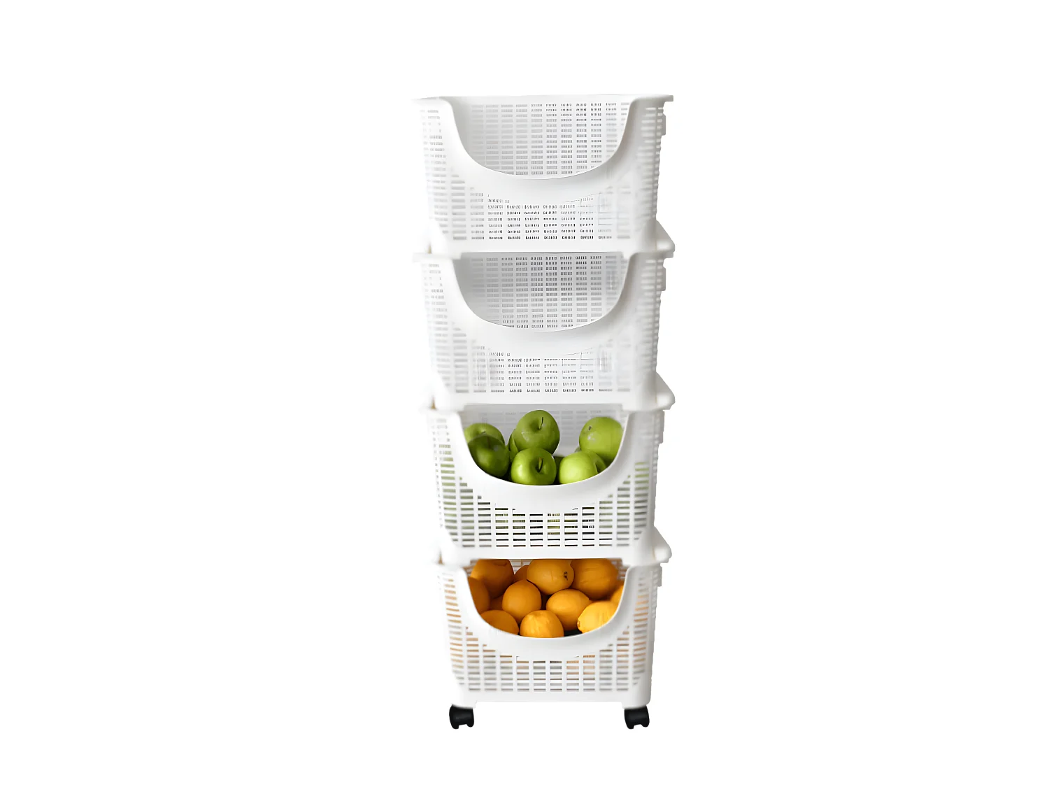 Chariot de cuisine à roulettes - 4 niveaux - 36,5 x 26,5 x 96 cm - blanc