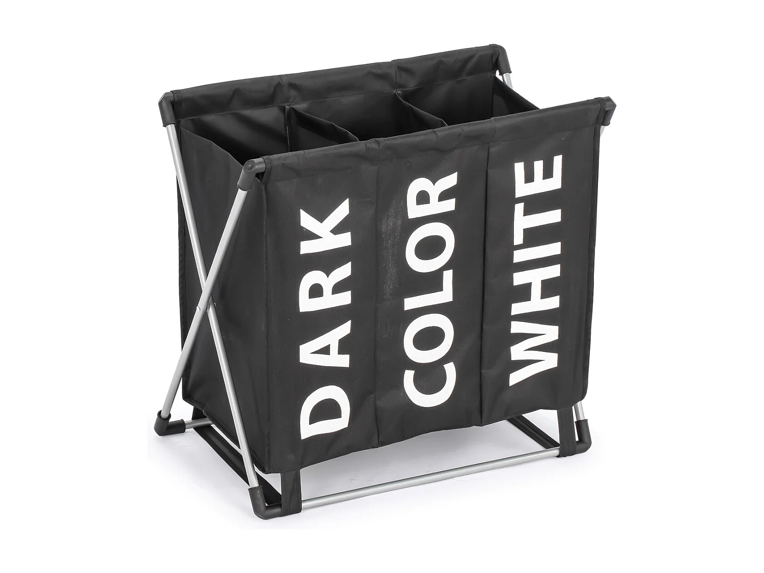 Panier à linge 3 compartiments - Organisateur de vêtements avec sacs à linge, 60x35x55 cm