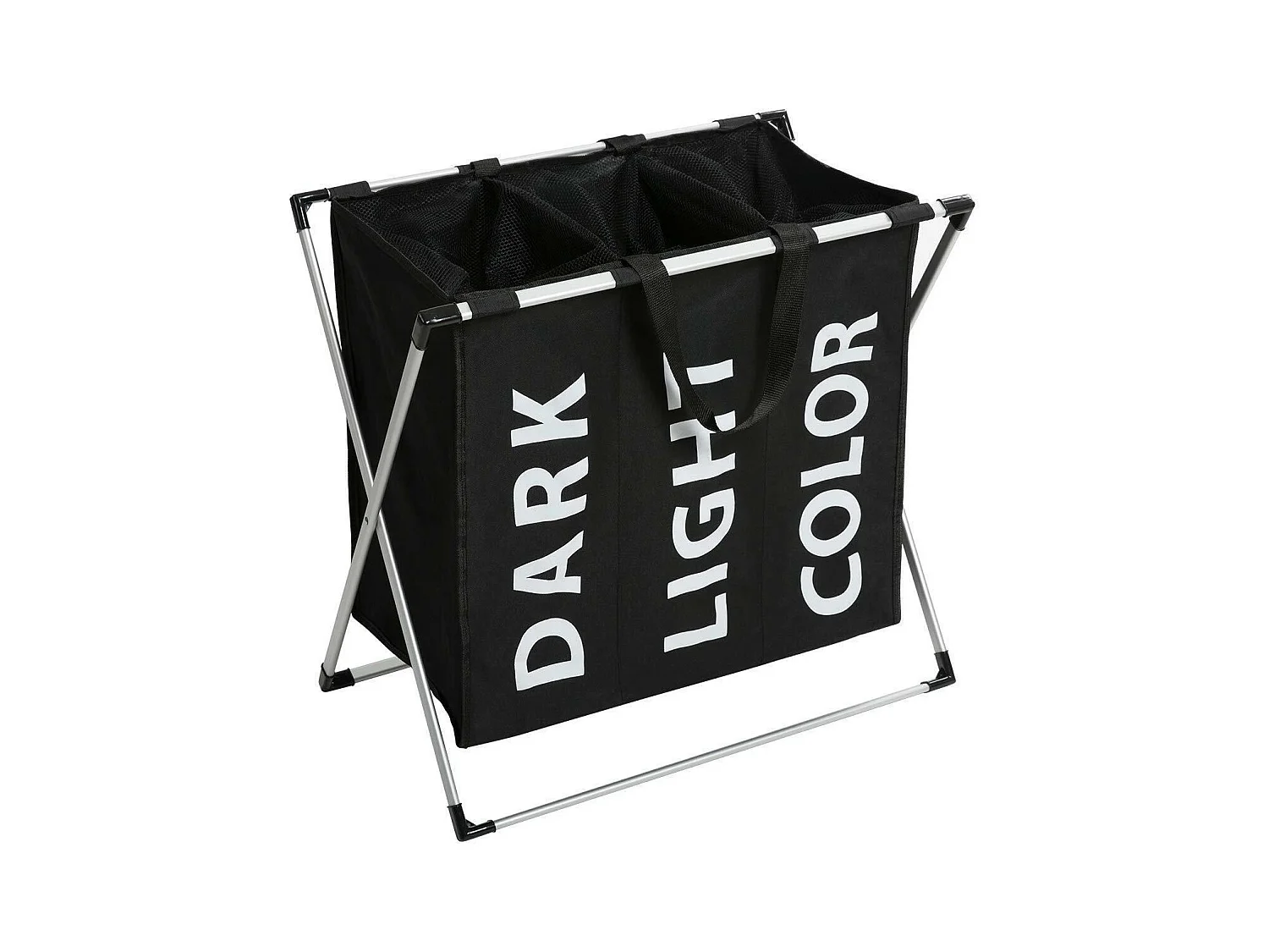 Panier à linge 3 compartiments - Organisateur de vêtements avec sacs à linge, 60x35x55 cm