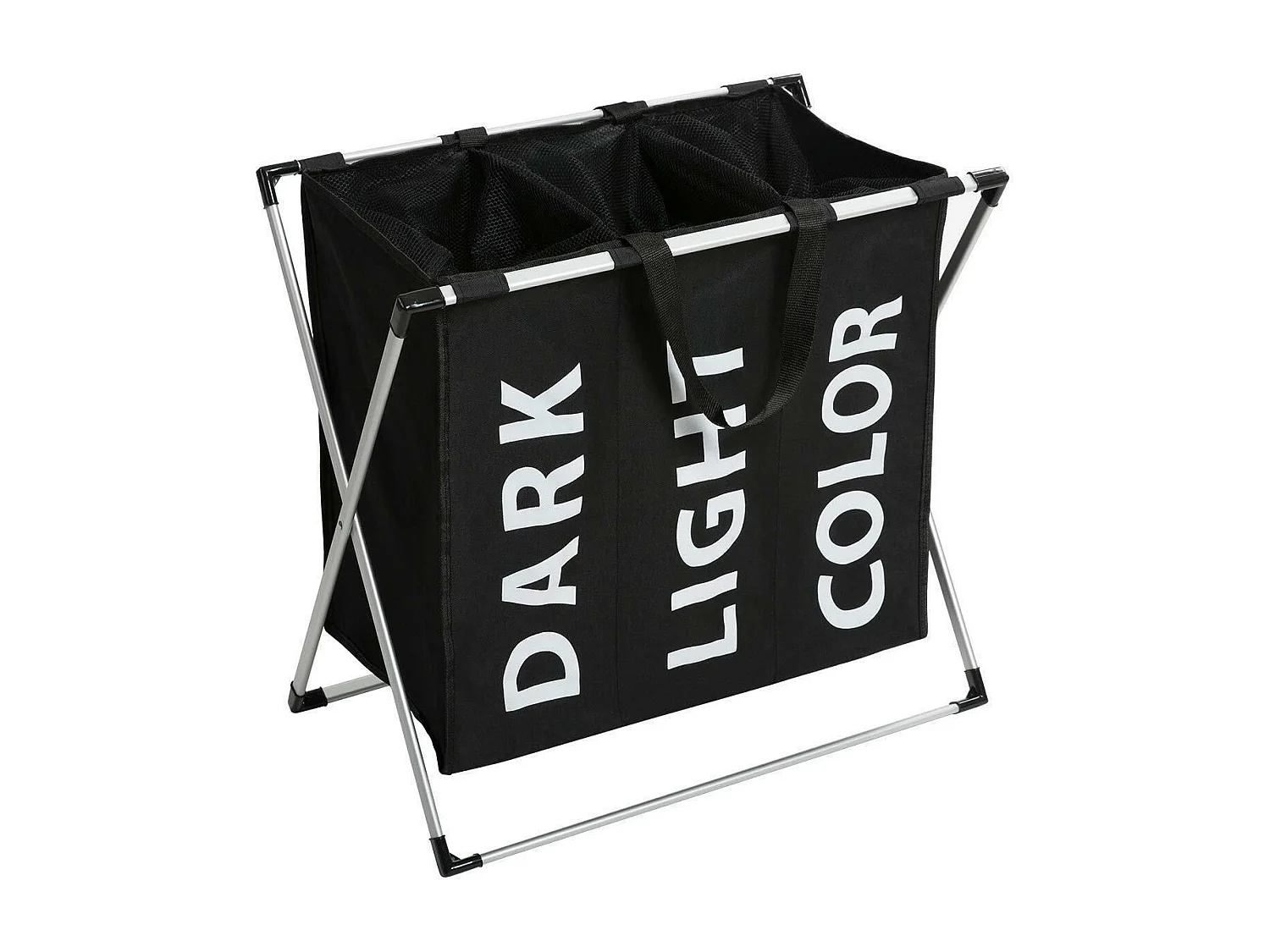 Panier à linge 3 compartiments - Organisateur de vêtements avec sacs à linge, 60x35x55 cm