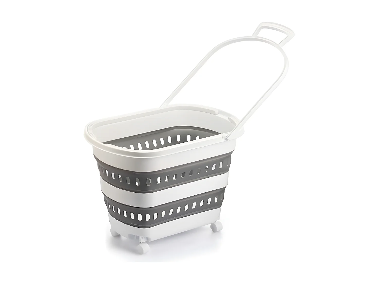 38 liter opvouwbare wasmand van kunststof met handvat en wielen, opvouwbare opbergcontainer, organizer met handvat en wielen - Trolley, Badkamer trolley