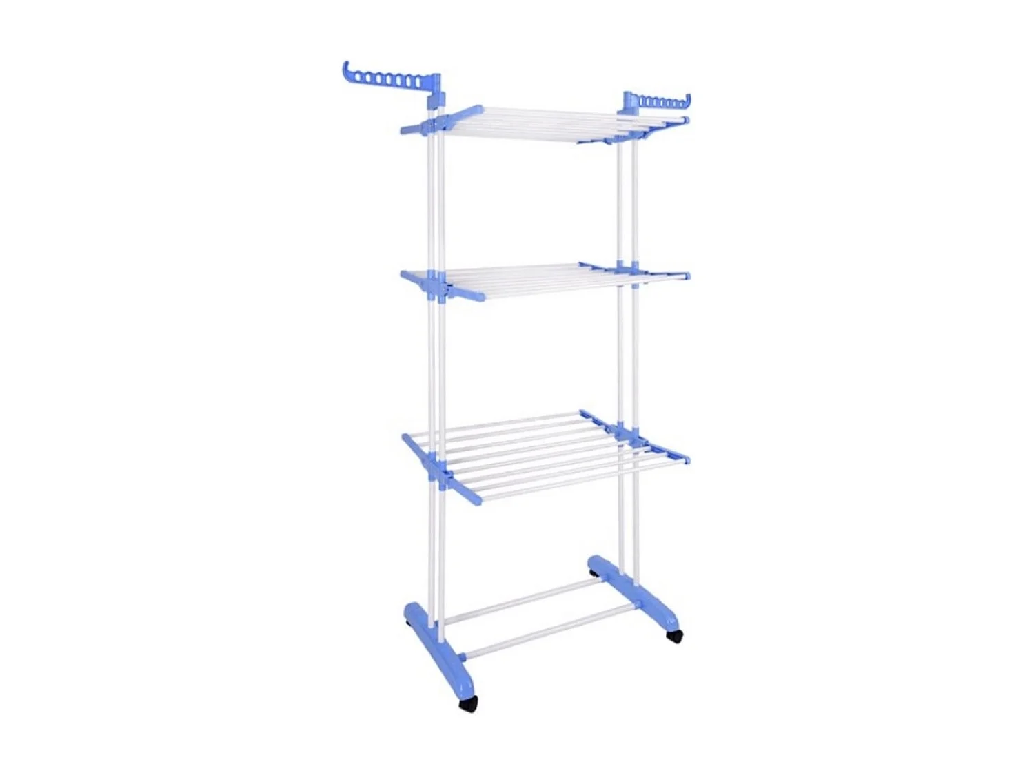 Étendoir à vêtements avec cadre pliant, crochets et roulettes, 125x74x173 cm