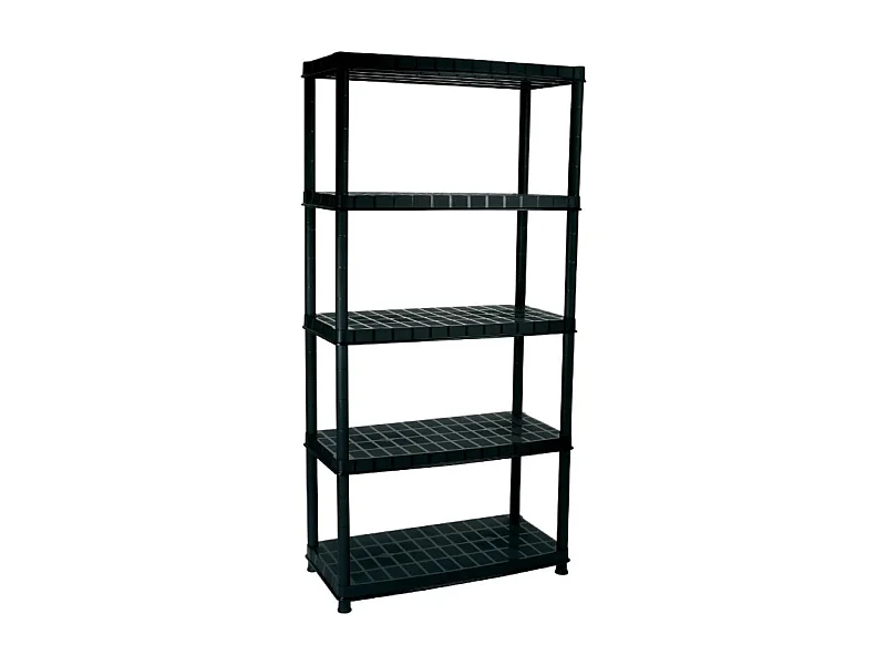 Stellingkast, Opbergrek - 5 Lagen, Zwart, Kunststof, 91x45x185 cm