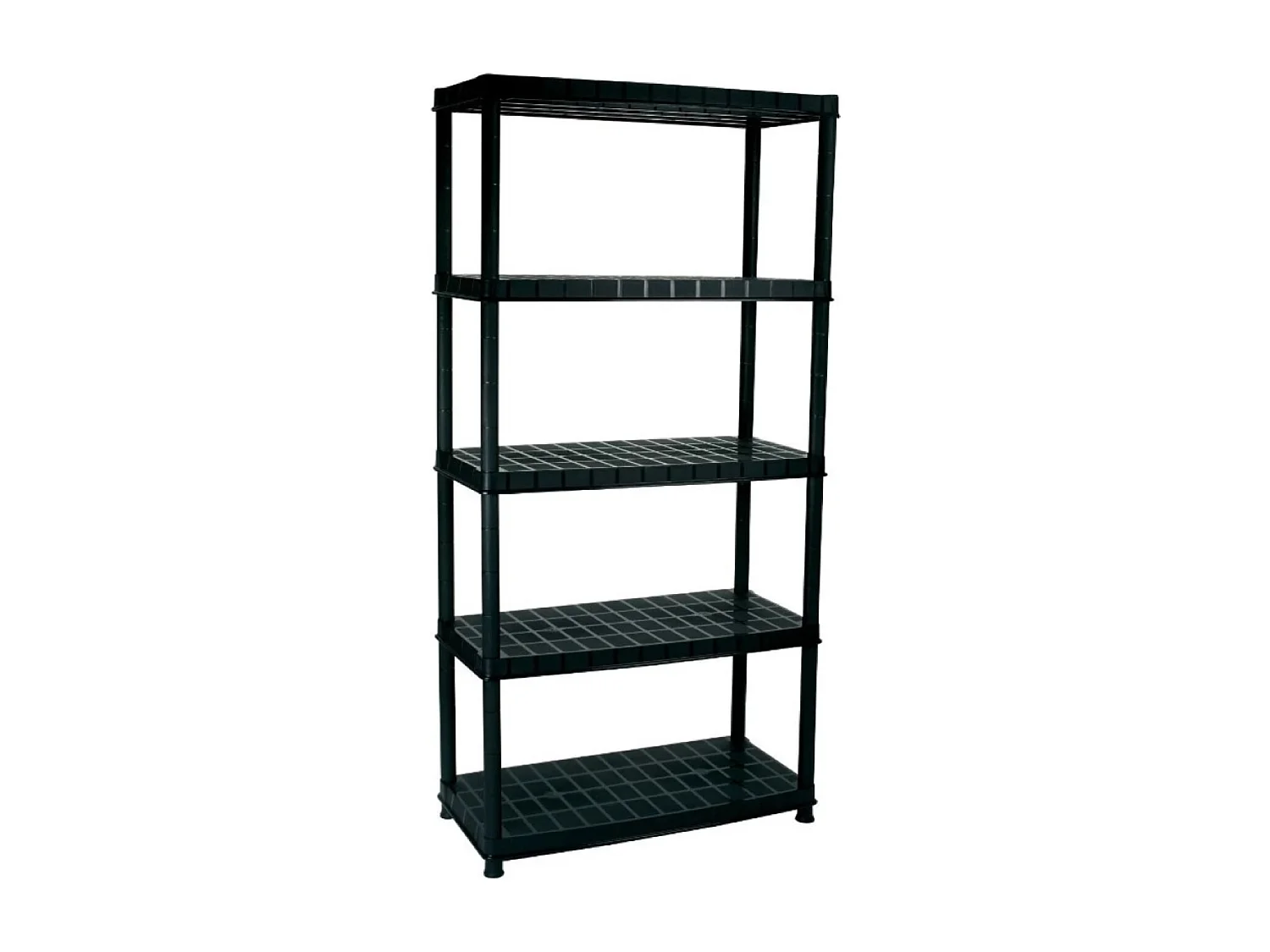 Stellingkast, Opbergrek - 5 Lagen, Zwart, Kunststof, 91x45x185 cm