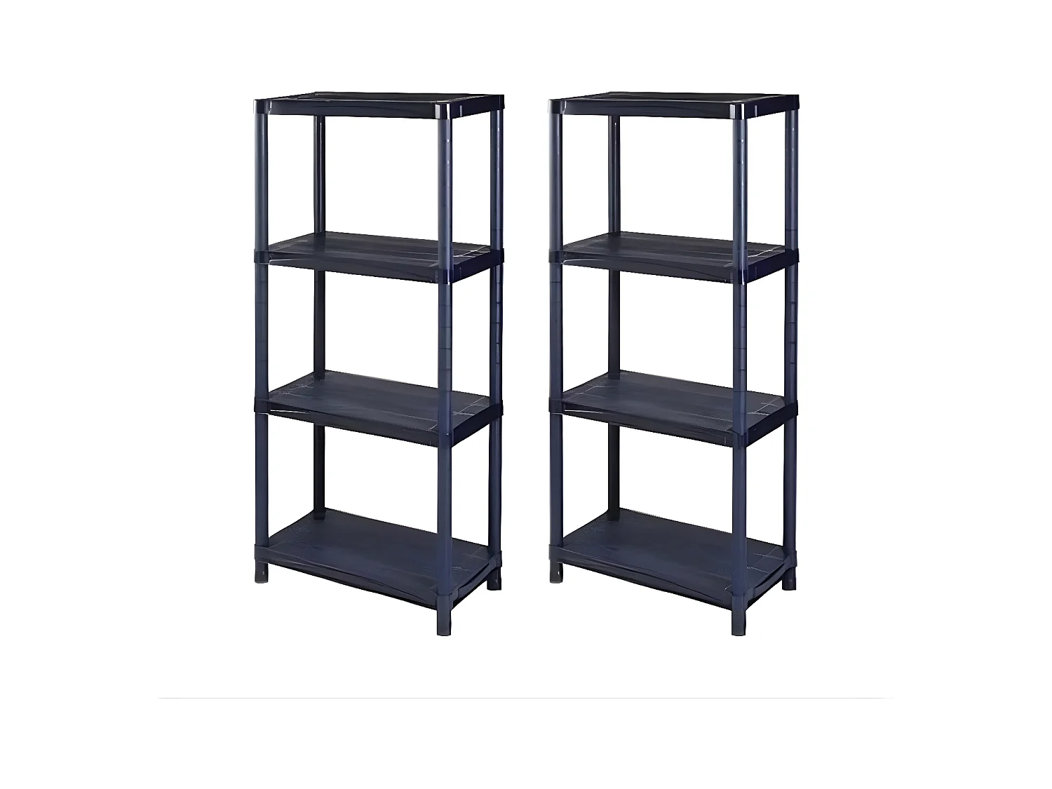 Kunststof Opbergrek, Kunststof rek, Set van 2, zwart, 61 x 30 x 130 cm, 4 legplanken, kan met 100 kg, Stellingkast