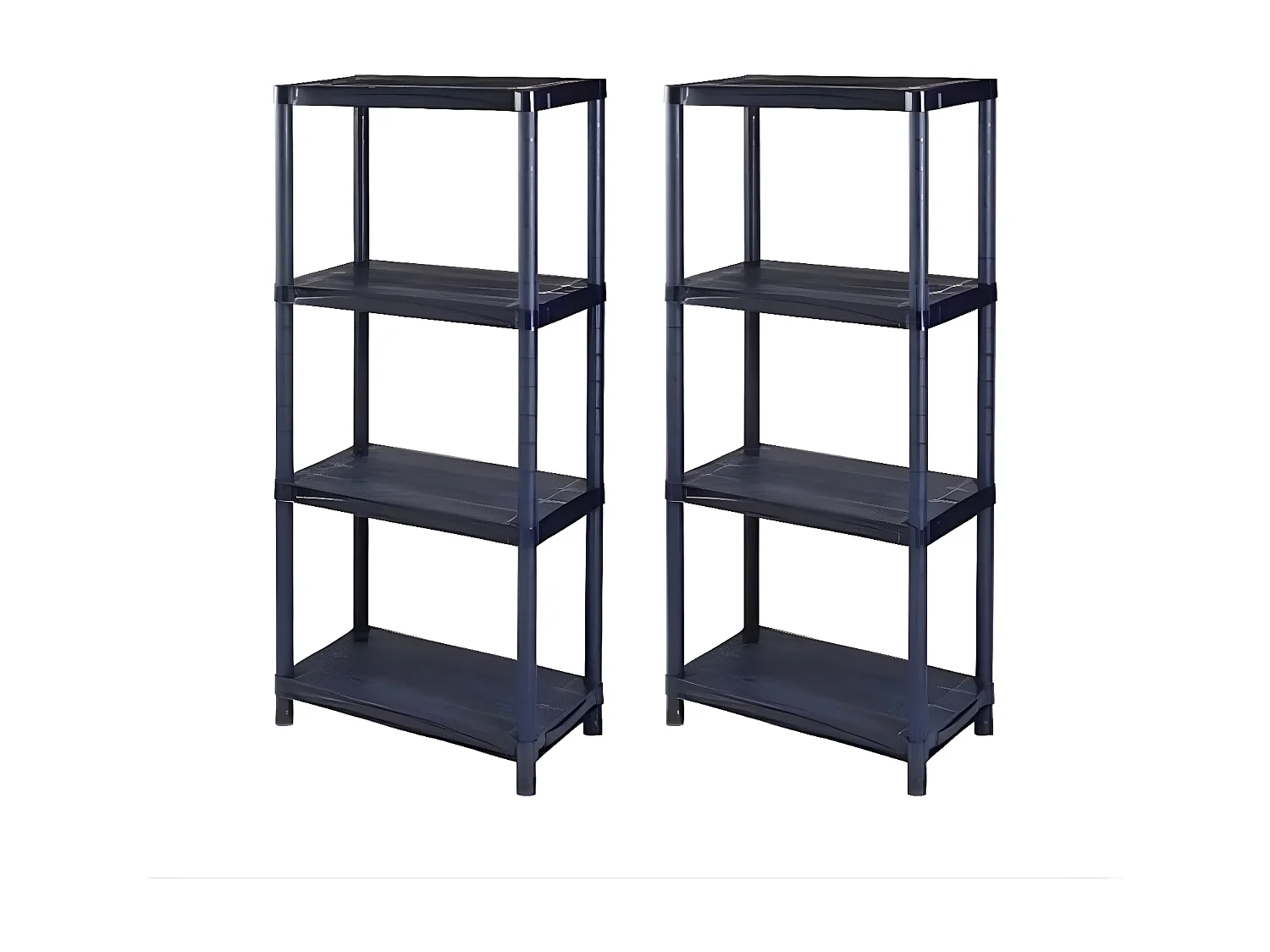 Kunststof Opbergrek, Kunststof rek, Set van 2, zwart, 61 x 30 x 130 cm, 4 legplanken, kan met 100 kg, Stellingkast