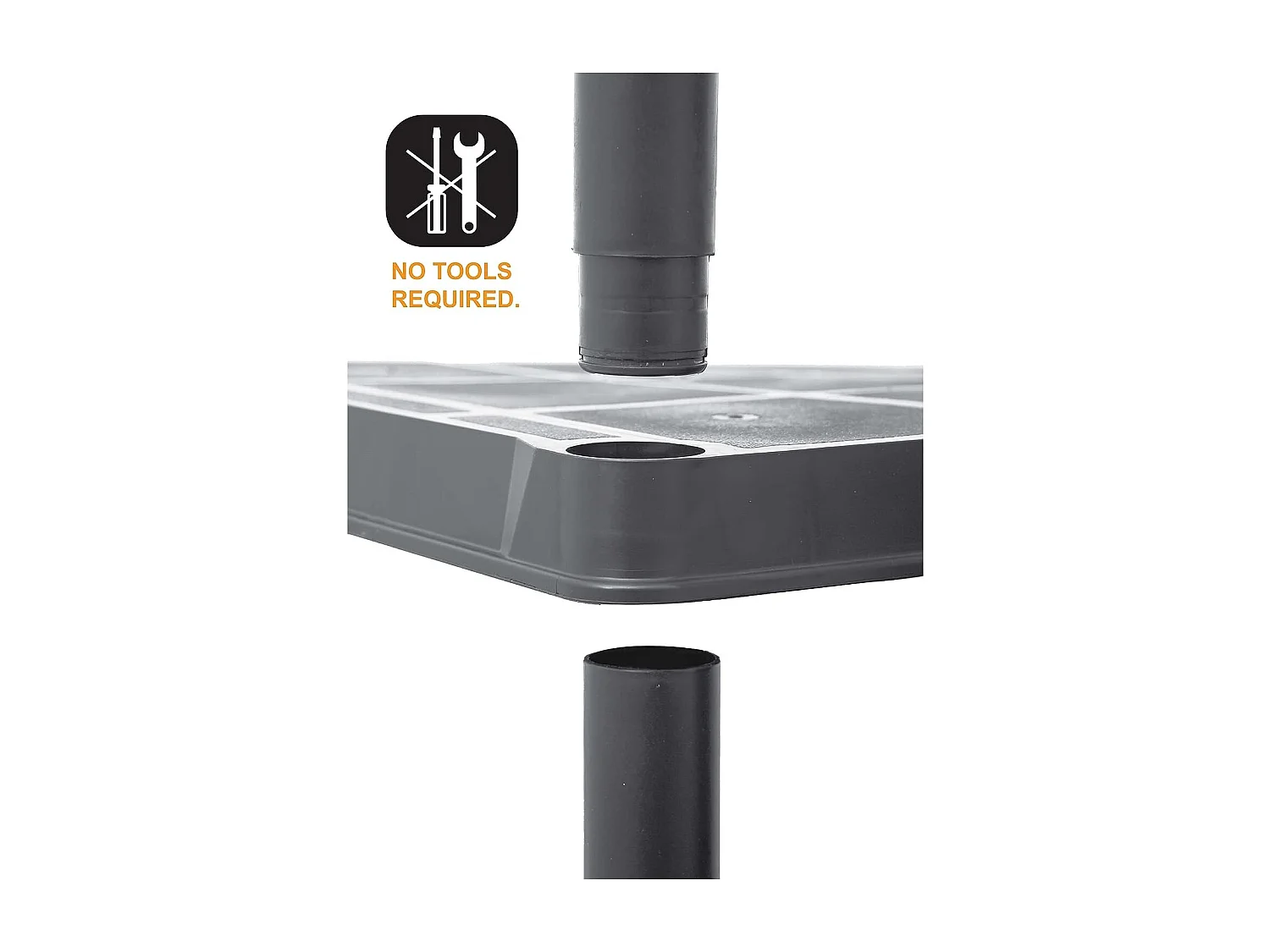 Kunststof Opbergrek, Kunststof rek, Set van 2, zwart, 61 x 30 x 130 cm, 4 legplanken, kan met 100 kg, Stellingkast