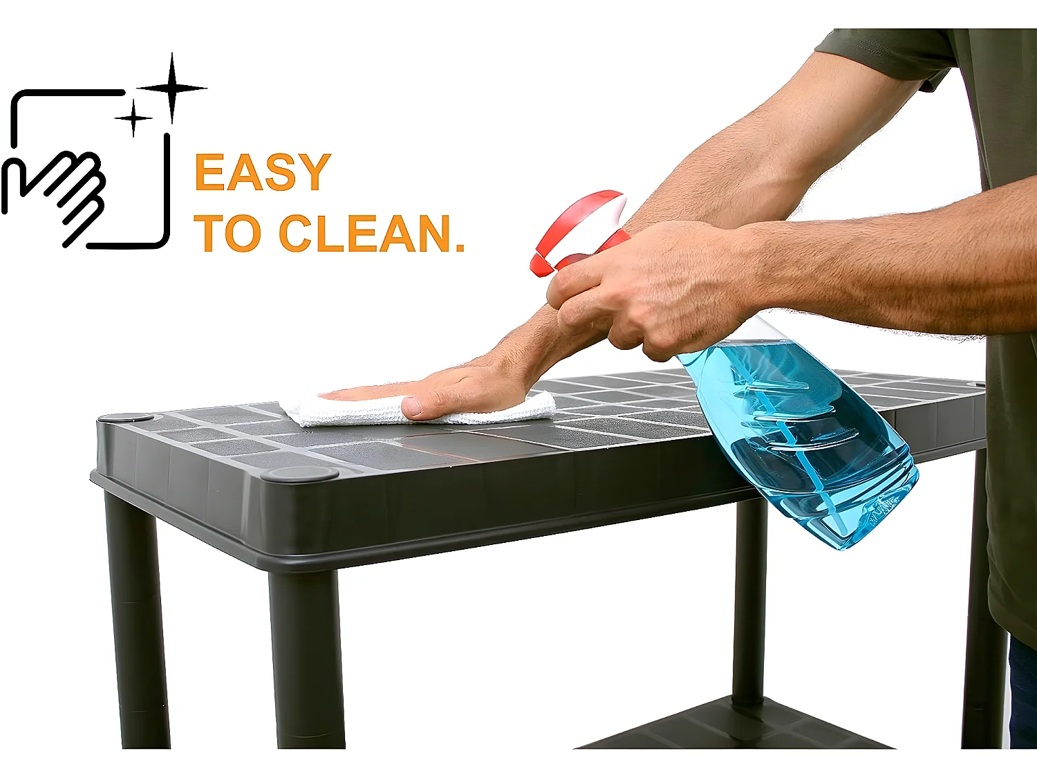 Kunststof Opbergrek, Kunststof rek, Set van 2, zwart, 61 x 30 x 130 cm, 4 legplanken, kan met 100 kg, Stellingkast