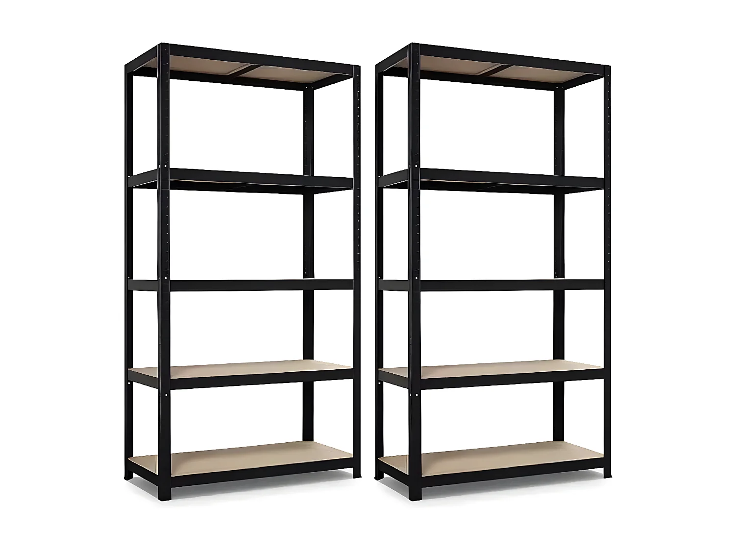 Étagère métallique - Lot de 2 - Noir - 180x90x40 cm - 5 tablettes - Rangement ultra-résistant - Capacité de charge de 400 kg