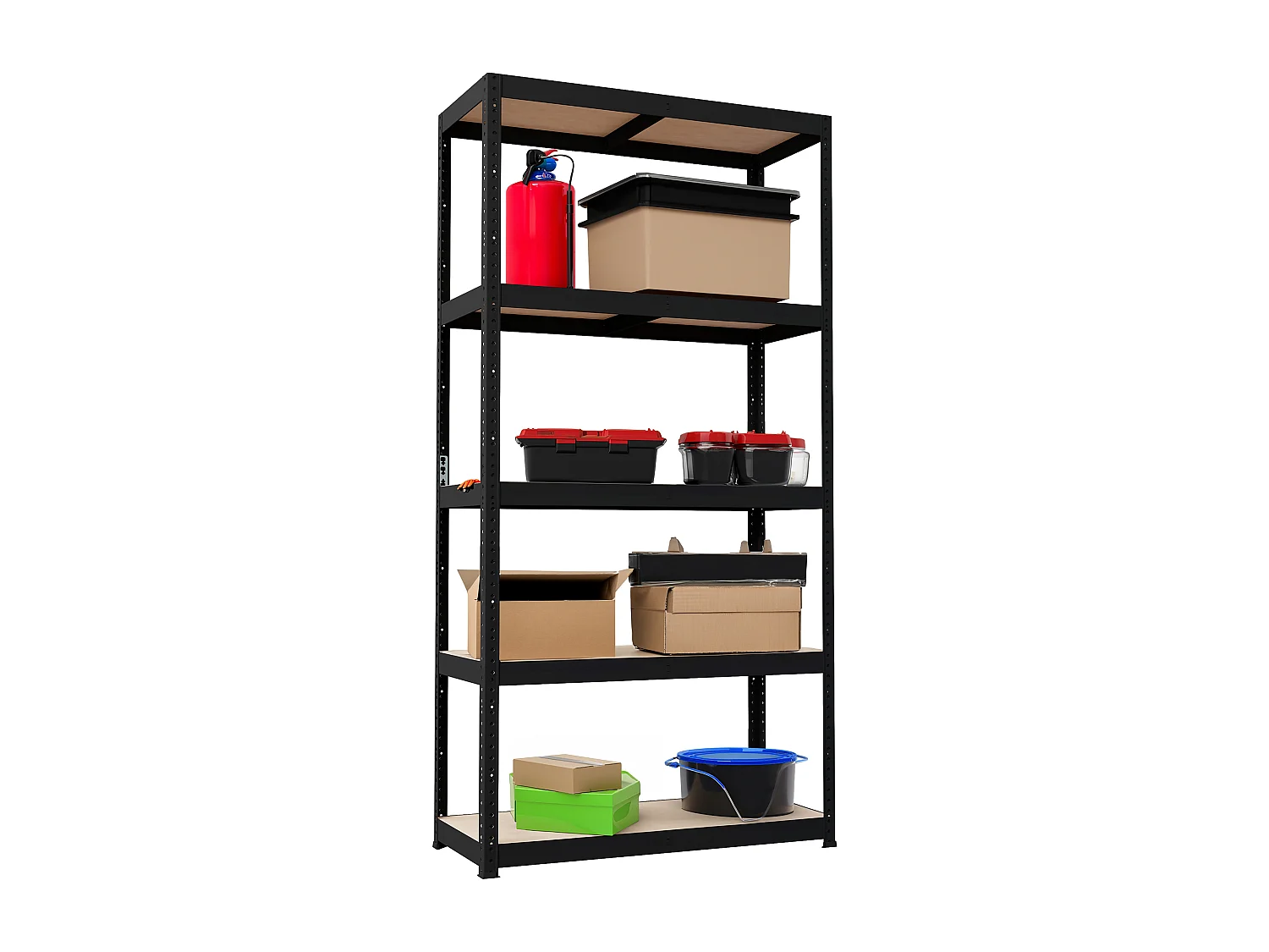 Étagère métallique - Lot de 2 - Noir - 180x90x40 cm - 5 tablettes - Rangement ultra-résistant - Capacité de charge de 400 kg