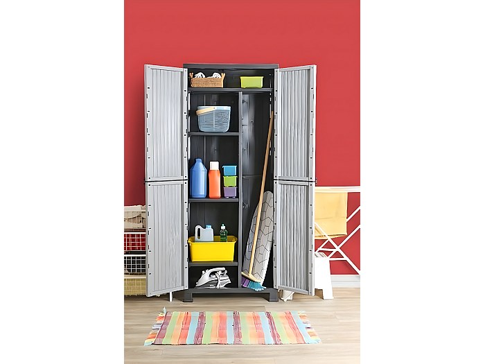 JUNZAI Kunststof kast, tuinkast, buitenmeubel, opslag, 68 x 39 x 171,5 cm