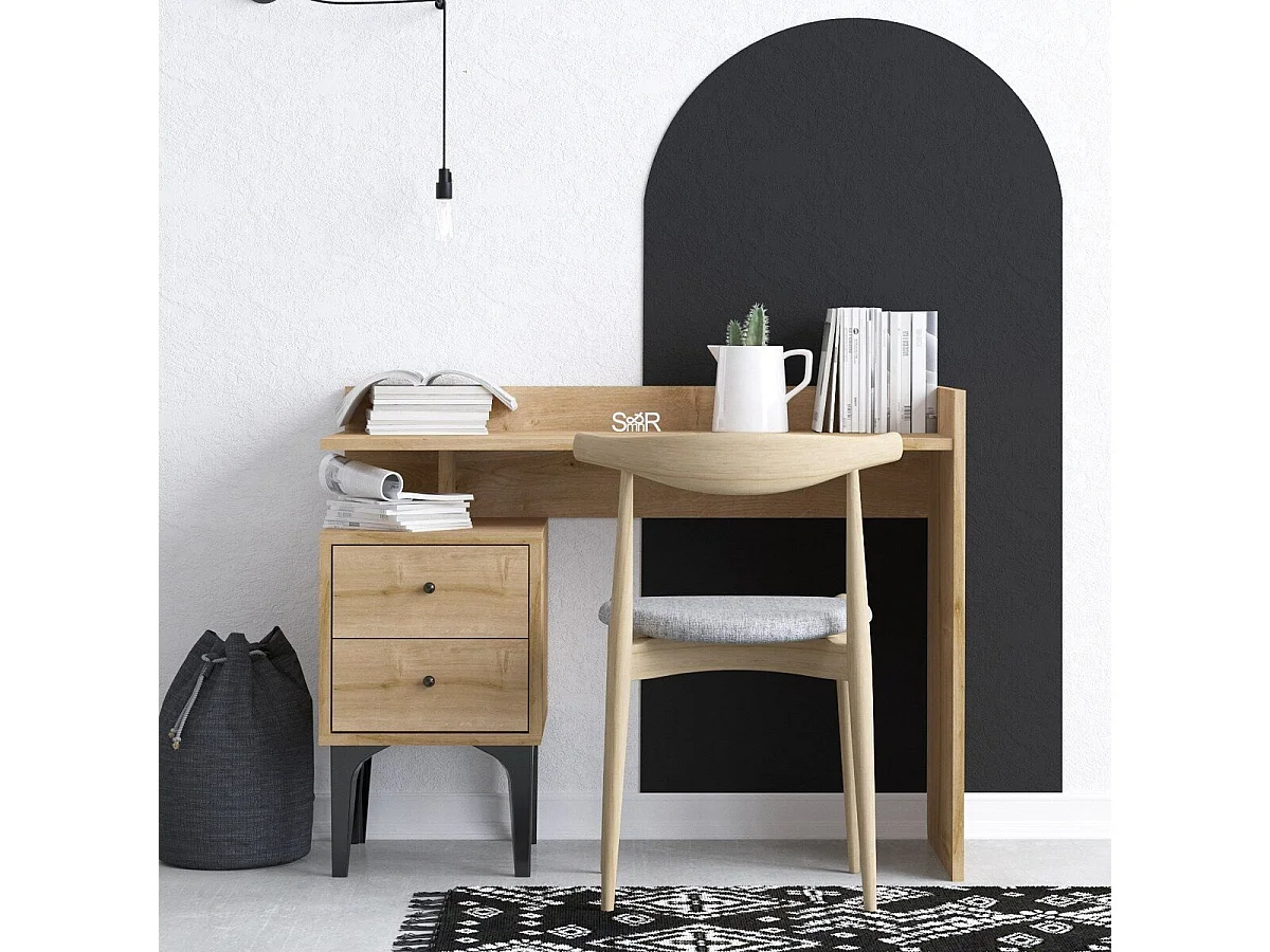 Escritorio con almacenamiento 2 cajones decorado en madera de roble L100 cm - PUUK