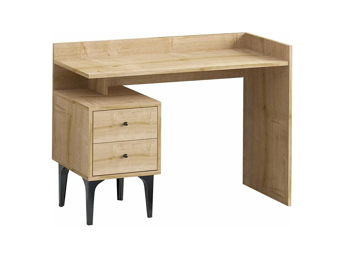 Bureau avec rangement 2 tiroirs décor bois chêne L100 cm - PUUK